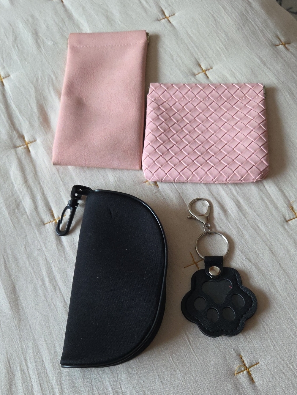 Pink Woven Glasses Case  Sm Coin Purse  Set